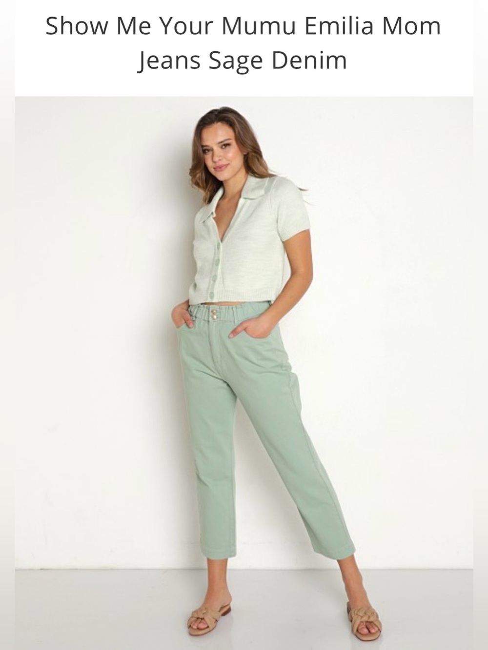 Show Me Your MuMu Emilia Mom Sage Denim Jeans - Picture 1 of 11